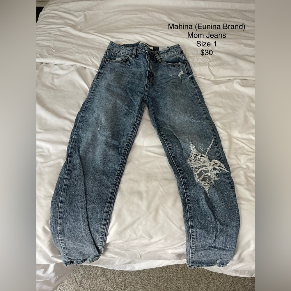 Eunina Super High Rise Mom Jeans (Mahina) Size 1